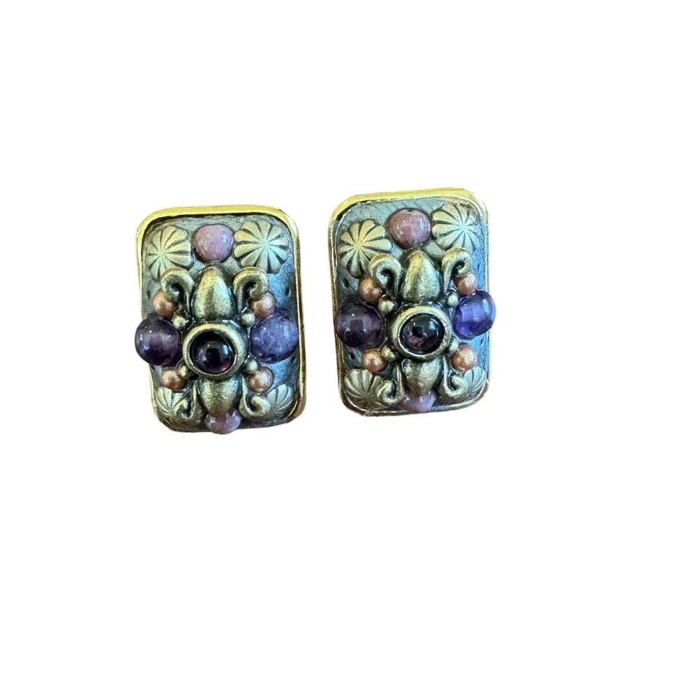 Michal Golan gold and purple earrings